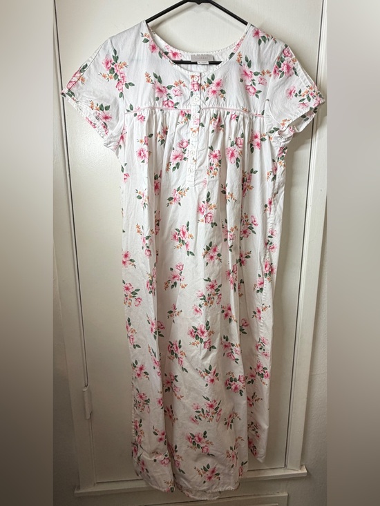 Schrank Other - Vintage Schrank Cotton White Floral Cottagecore Midi Length Night Dress Size 10